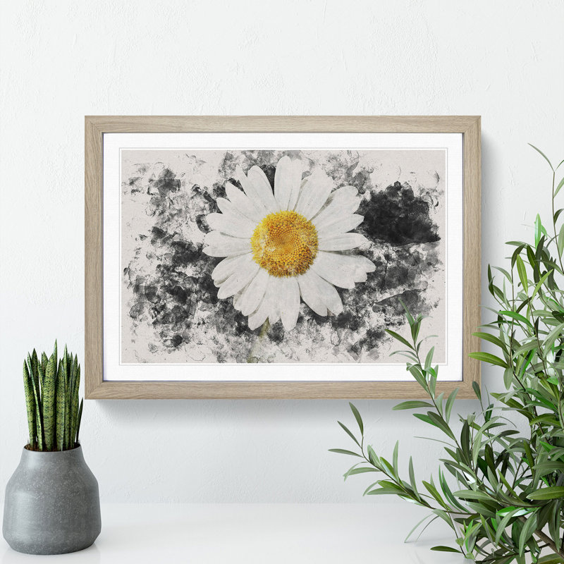 White Daisy Vol.6 - Picture Frame Graphic Art, Oak Framed, 27cm H x 36cm W x 2cm D