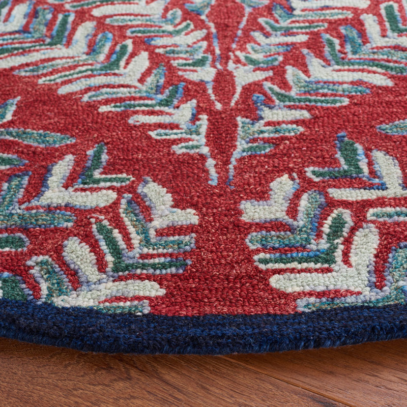 Chaitra Hand Tufted Wool Floral Rug, Round 5'