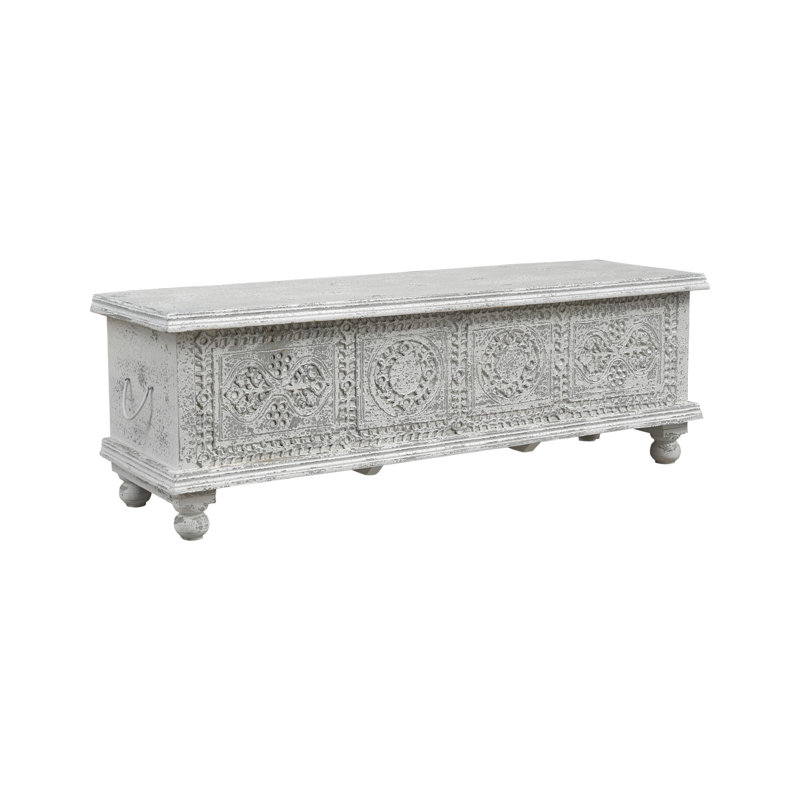 Banc de rangement sculpté Aarohi Bonney, Blanc