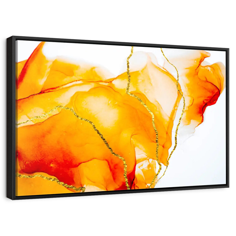 Blairs orange déversement, 25 po x 17 po, Cadre flottant noir