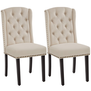 Bittick Tufted Upholstered Parsons Chair in Beige