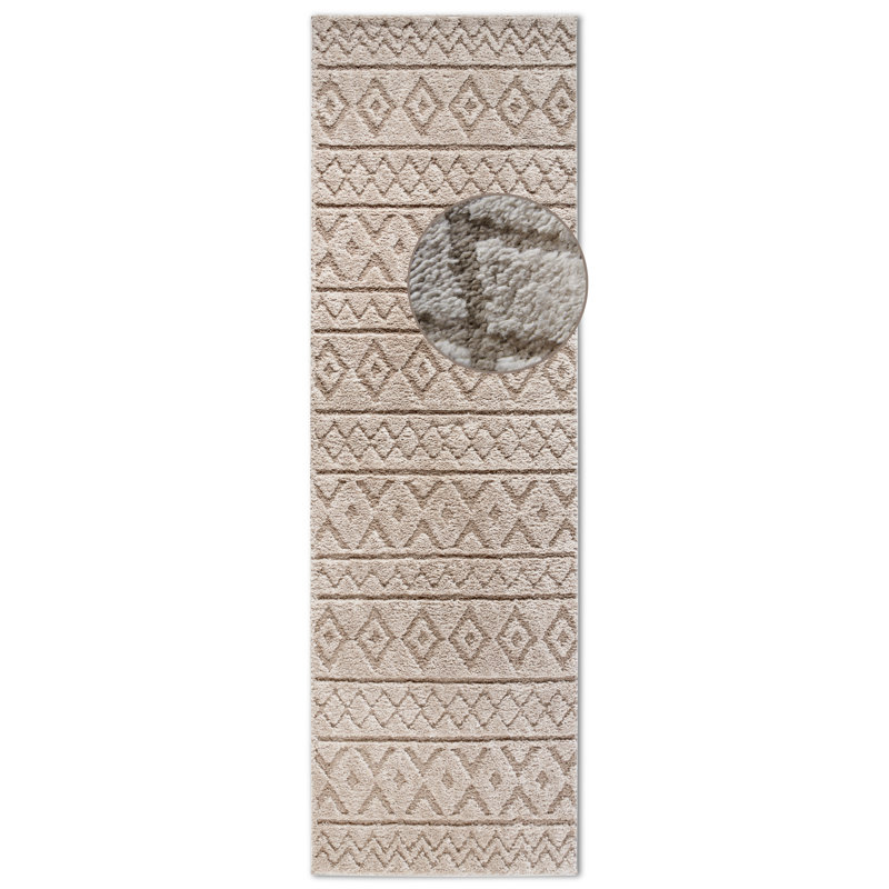 , Beige Gallery Abstract Machine Woven Area Rug, Runner 80 x 240cm