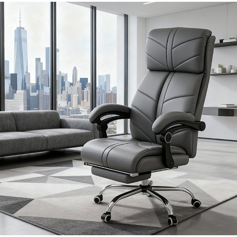 Fauteuil de bureau inclinable à haut dossier avec repose-pieds pour un confort de travail ultime et un soutien idéal pour la maison et le bureau