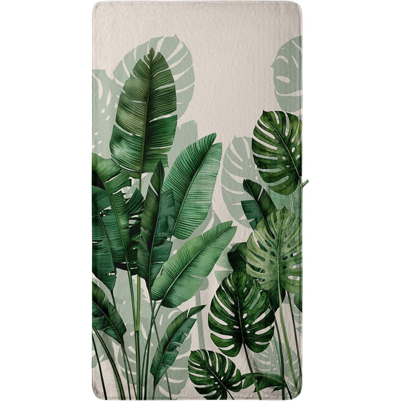 Serviettes de bain en microfibre Botanical Leaf surdimensionnées en microfibre pour salle de bain 30 * 63 pouces Plus, vous recevrez un sac fourre-tout en toile de style plage