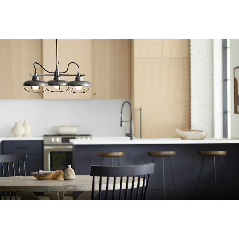 3 - Light Modern Linear Chandelier, Matte White