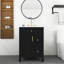 24 po Meuble-lavabo autoportant en bois avec tiroirs, supports de rangement doubles-923715491