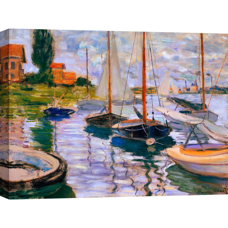 Sailboats On The Seine by Claude Monet - Wrapped Canvas Art Prints, 60cm H x 80cm W x 4cm D