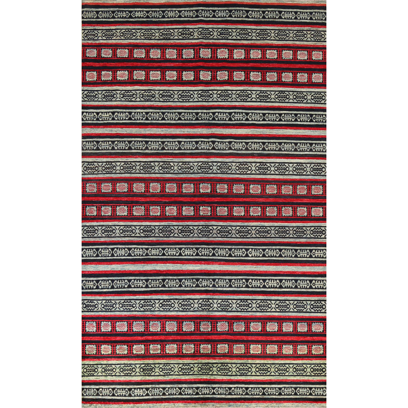 Tapis rayé en laine Gabbeh 7 x 10