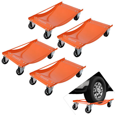 Lot de 4 chariots de manutention pour véhicules, capacité totale de 4 536 kg (10 000 lb), chariots robustes avec roulettes pivotantes et poignées
