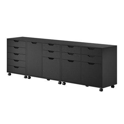 Halifax 3-pc Cabinet Set With File Drawer, Black
