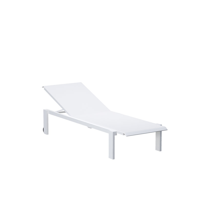 Chaise longue d'extérieur Kwadra, Blanc mat, Blanc