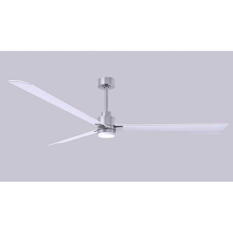 Ventilateur de plafond Alessandra, Blanc mat, Nickel brossé, 72"