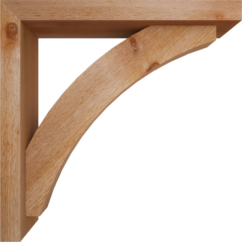 4"W x 24"D x 24"H Thorton Block Rough Sawn Bracket w/ Offset Brace, Western Red Cedar, 24 x 24