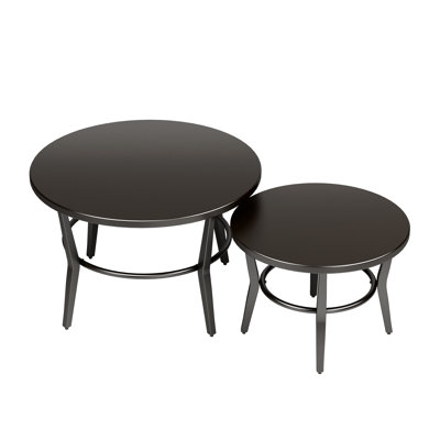 Contemporary Matte Black Nesting Coffee Tables (Set Of 2)