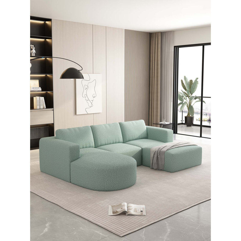 Canapé-lit modulaire Lakeem, Mousse vert clair, H 23,23 po x l 104,32 po x P 70,86 po