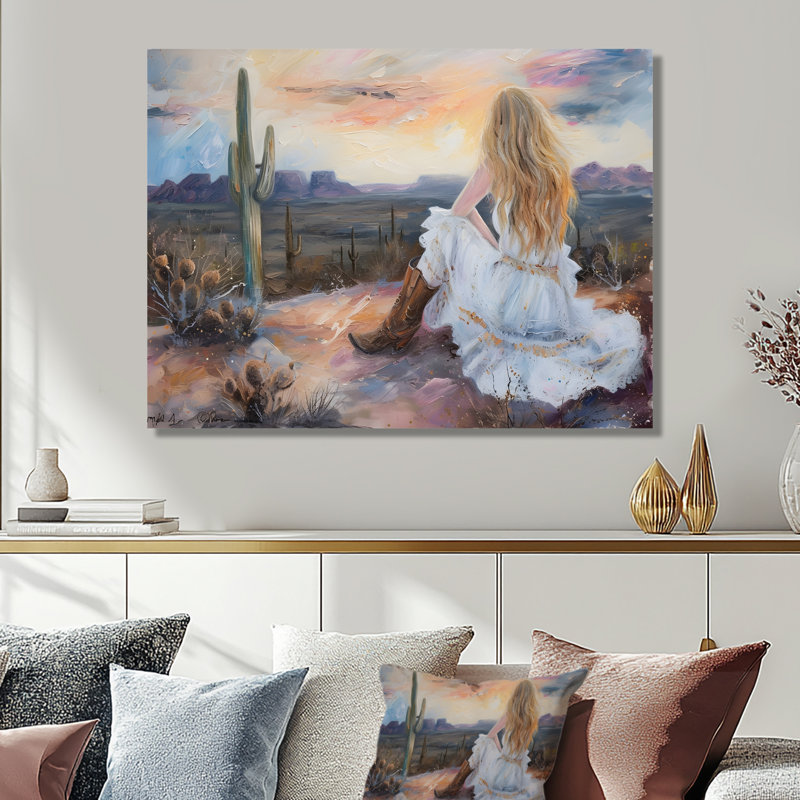 Cowboy dans le désert à Big Bend Country Texas I - décoration murale de cow-filles, Métal métal, 34" H x 44" W