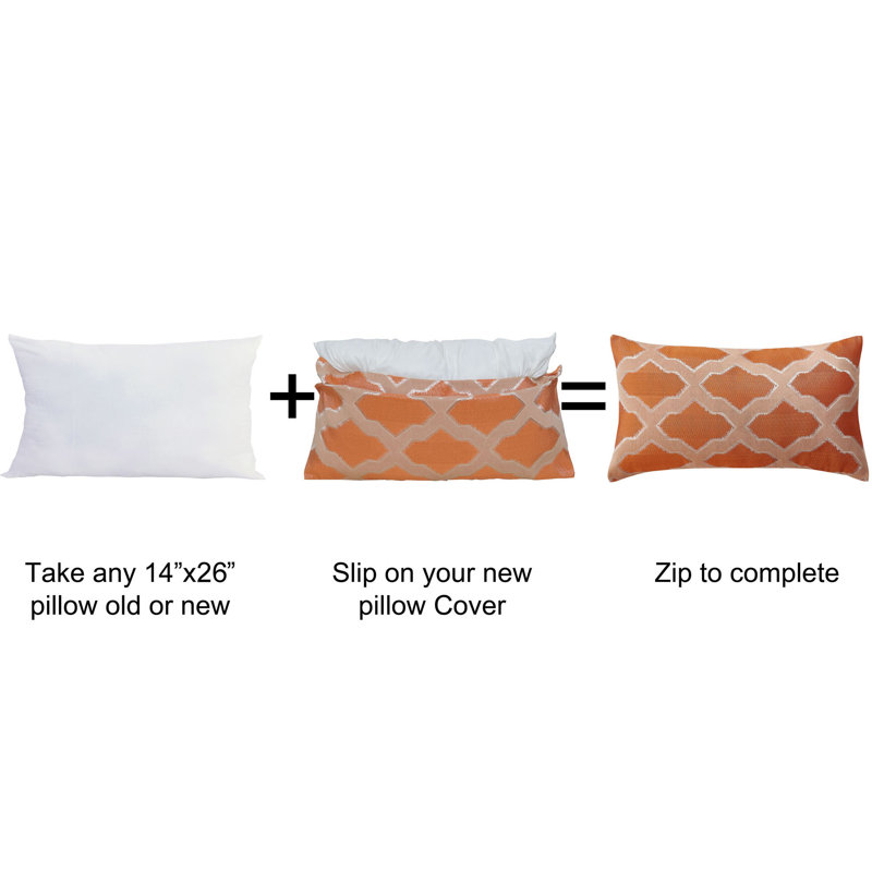 Geometric Rectangular Lumbar Pillow Cover, Burnt Orange