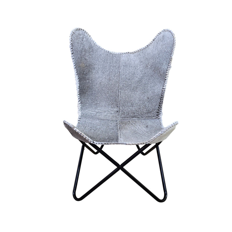 Modern Gray 31.5" W x 34.5" H Ergonomic Butterfly Lounge Chair, Black, Gray