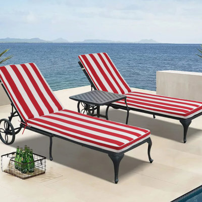 Coussin de chaise longue d'extérieur 2 pièces, remplacement de coussin de siège de mobilier de patio, matériau délavé, conception pratique avec sangles d'aspect élégant