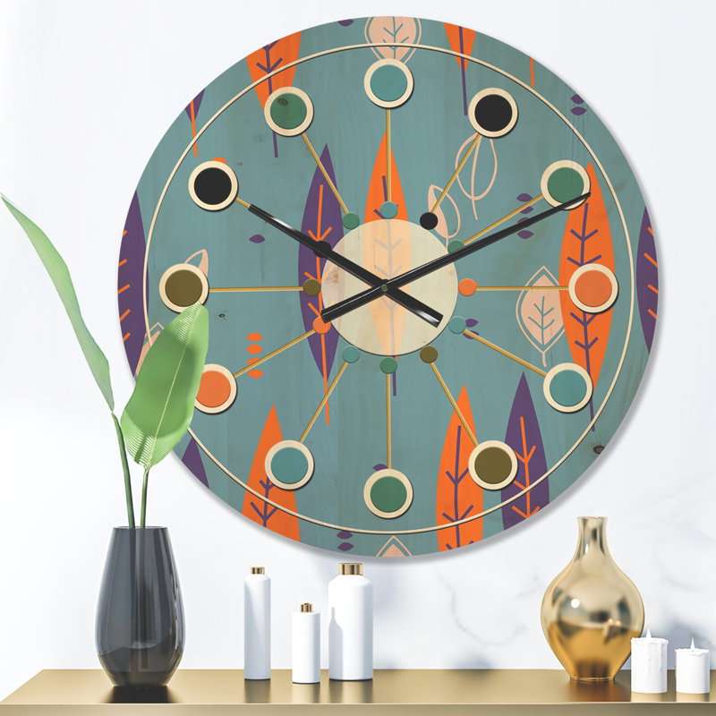 Horloge murale en bois Floral Botanical, Petit