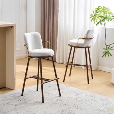 Tabouret de bar intérieur rembourré Chaya, structure en métal, ensemble de 2