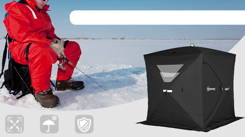 Outsunny 2 Person Insulated Ice Fishing Shelter Pop-Up Portable