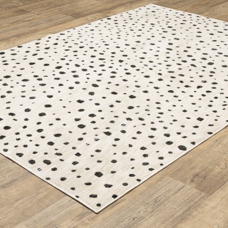 Harlow Abstract Spots Beige/ Black Area Rug, Rectangle 5'3" x 7'7"