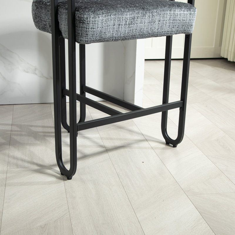 Tabourets de bar confortables et élégants avec coussins épais et dossiers courbés, Gris