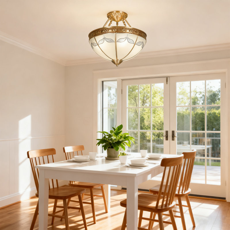 Mid-century Modern 4 - Light Pendant Light Dimmable Semi Flush Mount Chandelier