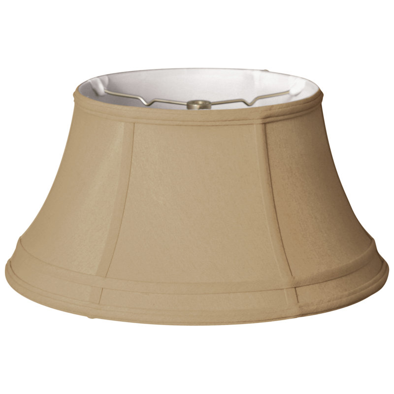 Abat-jour cloche en soie/chantoung (araignée), Doré / Blanc cassé, H 9 po x l 17 po x P 17 po