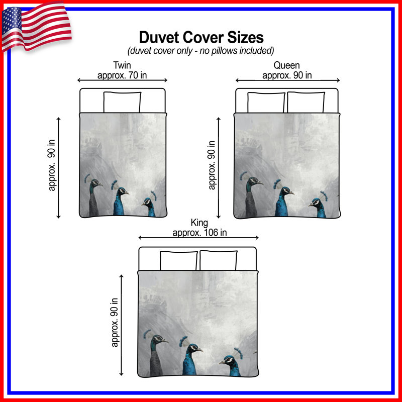 Group Of Peacocks Duvet Covers, King