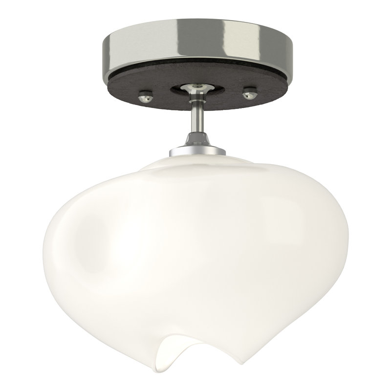 Ume Frosted Glass 1 - Light Semi Flush Mount, Sterling, Oil Rubbed Bronze
