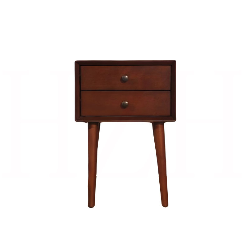 Table de chevet avec 2 tiroirs - Petite table d'appoint avec rangement, noyer, Walnut