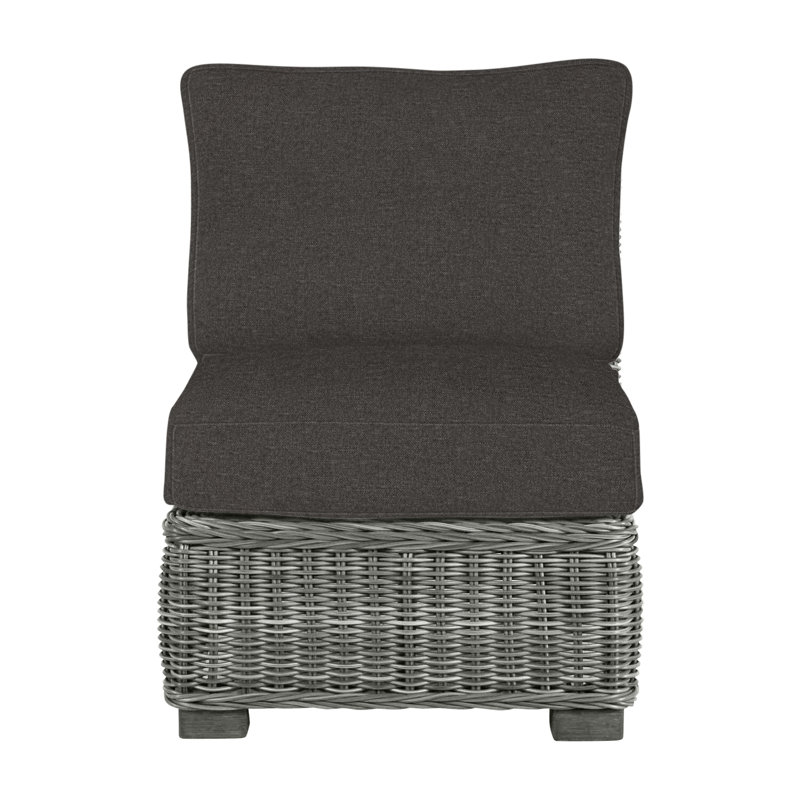 Fauteuil de chambre modulaire d'extérieur en résine tressée rustique N-Dura, Gris ardoise, Pas de soudure, Fossile de Vérone