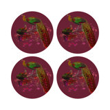 Family Pheasants Vegan Leather Round Pebble Placemat