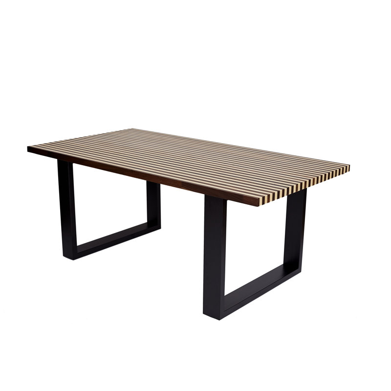 99 cm Oak Rectangular Wood Top Dining Table with Steel Base