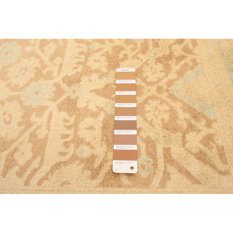 Tapis décoratif en laine noué à la main de conception unique 6 pi 1 po x 8 pi 4 po Denoncourt Ivoire/brun