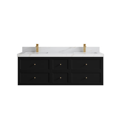 Meuble-lavabo double flottant 60 po avec dessus Roswell