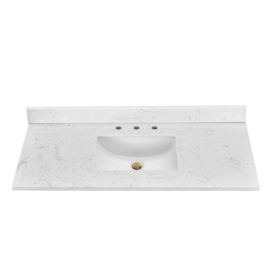 48'' Engineered Marble Single Bathroom Vanity Top With Sink – For Vanity Replacement, No Cabinet