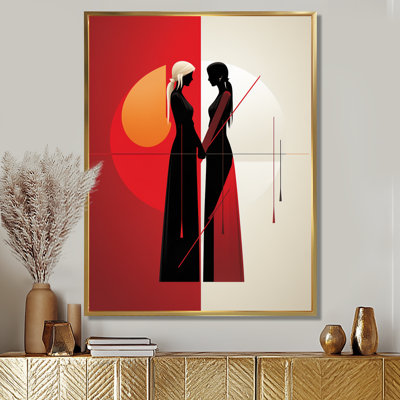 Silhouette géométrique Couple tenant par la main - Couple, art mural
