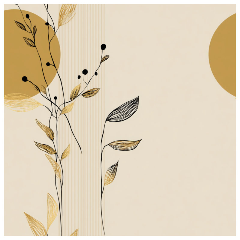 Housse de couette Botanical Bedding, Lit simple, Beige géométrique abstrait