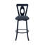 Tabouret de bar contemporain de 30 po de hauteur au fini noir mat et similicuir gris-728943034