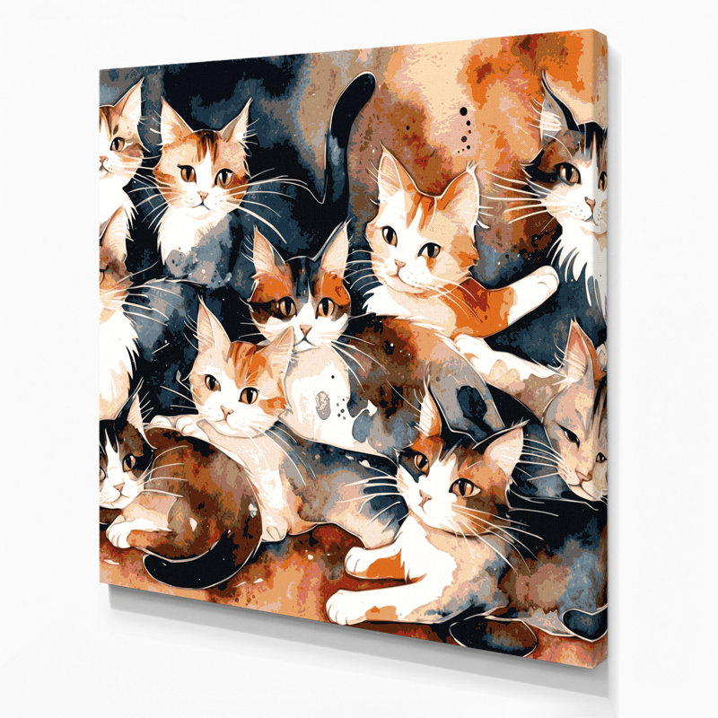 «Cats Puspin», art mural sur toile, H 12 po x l 12 po