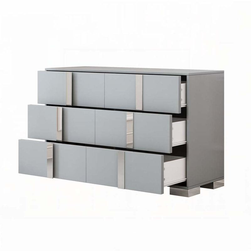 Commode 6 tiroirs avec commode, Gris