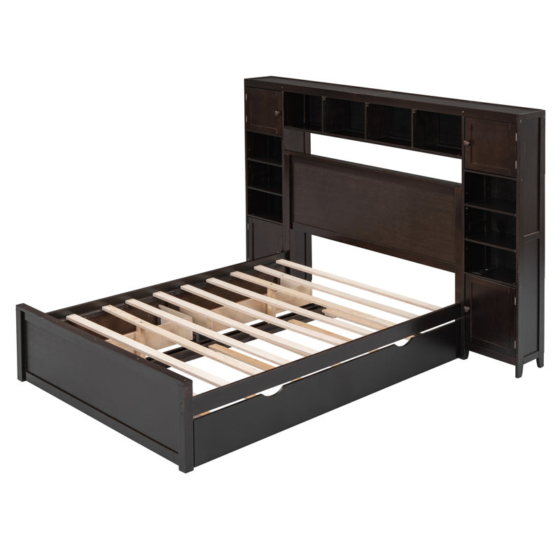 Lit plateforme 2 tiroirs avec lit gigogne Brython, Plein, Espresso