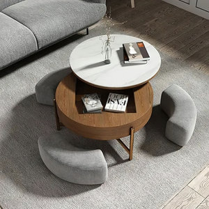 Lift Top Extendable 3 Storable Stools Sintered Stone Coffee Table with Storage(damaged )