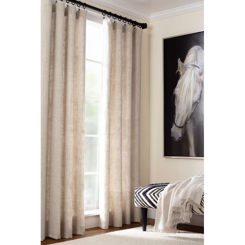 Stone Washed Linen Curtain Panel, 50"W x 84"L, Natural