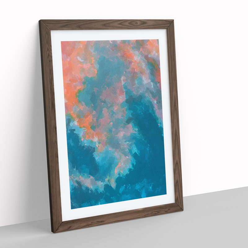 Merge the Two Abstract - Framed Print, 46cm H x 34cm W x 2cm D, Walnut