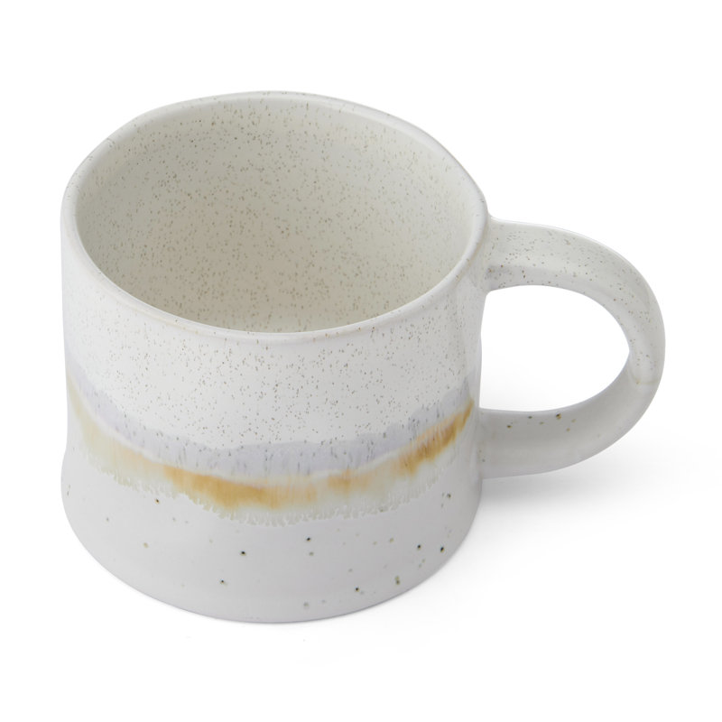 Mikasa Reactive Glaze Stoneware Mug Set, Set of 4 Durable Stoneware Cups, 450ml, White