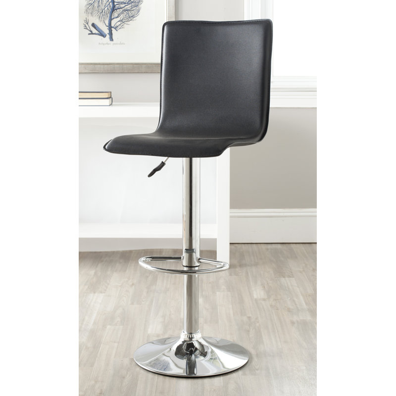 Tabouret de bar à hauteur ajustable et rotatif rembourré et revêtu de tissu d'ameublement Bunky, Noir